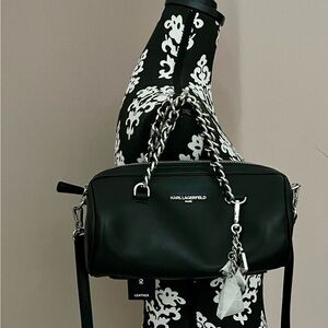 KARL LAGERFELD Paris Delaine Leather Barrel Bag